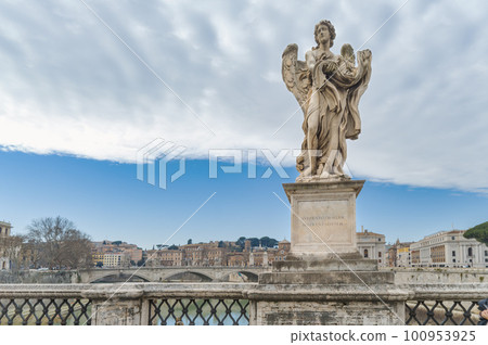 Bernini's Angelo statue of robes and dice on the Sant Angelo bridge in Rome Bernini's Angelo statue of robes and dice on the Sant Angelo bridge in Rome 100953925