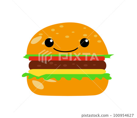 Happy Cartoon hamburger icon design vector illustration Happy Cartoon hamburger icon design vector illustration 100954627