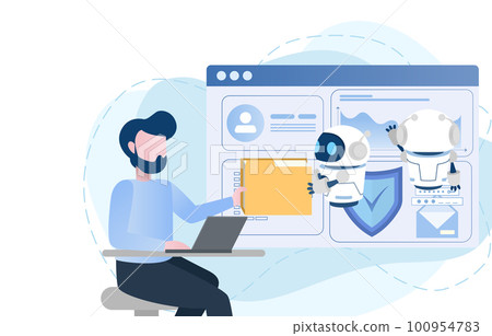 Humans and robots work together Humans and robots work together 100954783