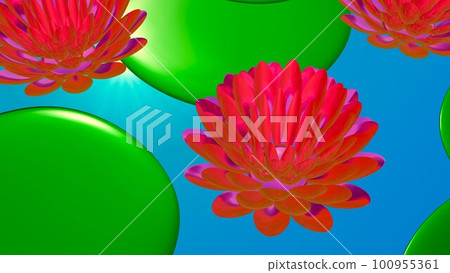 Water lily, CG, 3d, wallpaper, water lily, flower, lotus, abstract, beautiful, beautiful, cool, fashionable illustration 100955361