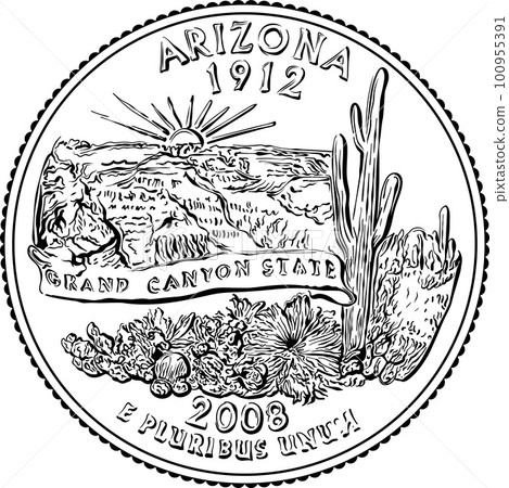 USA money Washington quarter 25 cent coin Arizona 100955391