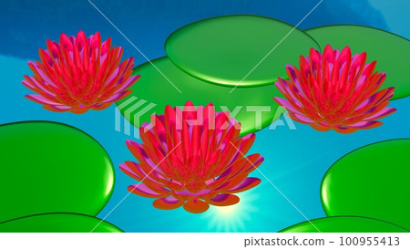 Water lily, CG, 3d, wallpaper, water lily, flower, lotus, abstract, beautiful, beautiful, cool, fashionable illustration 100955413