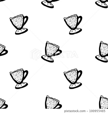 Seamless vector pattern cup and saucer. coffee tea Seamless vector pattern cup and saucer. coffee tea 100955485