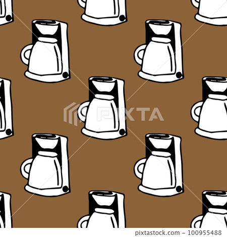 Seamless vector pattern drip coffee maker on a Seamless vector pattern drip coffee maker on a 100955488