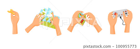 Human Hand Playing Different Game with Toys...-插圖素材 [100955773] - PIXTA圖庫