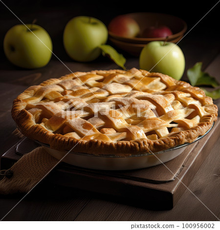 AI generative Homemade apple pie. Selective focus. 100956002