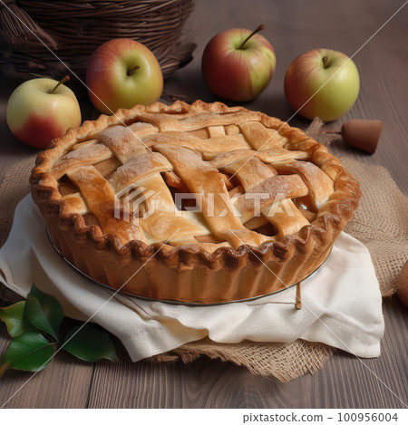 AI generative Homemade apple pie. Selective focus. 100956004
