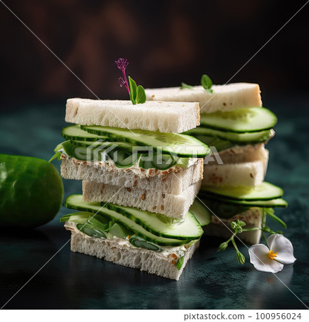 AI generative Sandwiches with cucumber and cream cheese AI generative Sandwiches with cucumber and cream cheese 100956024