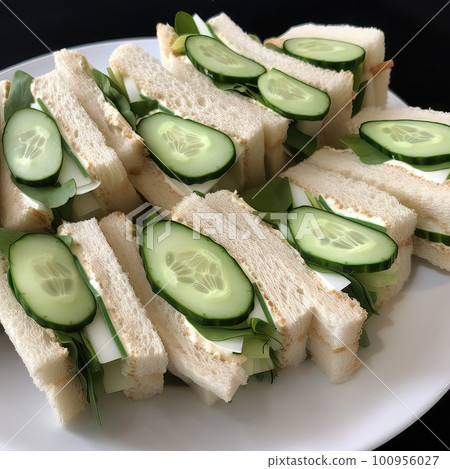 AI generative Sandwiches with cucumber and cream cheese AI generative Sandwiches with cucumber and cream cheese 100956027