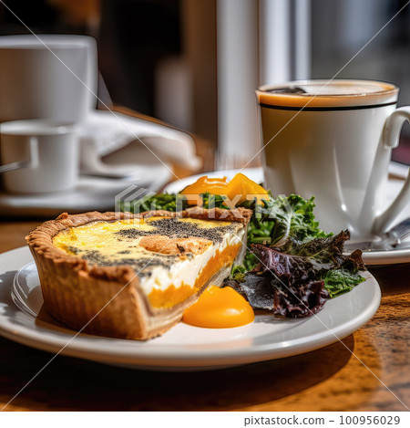 AI generative Traditional french quiche Lorraine with eggs AI generative Traditional french quiche Lorraine with eggs 100956029