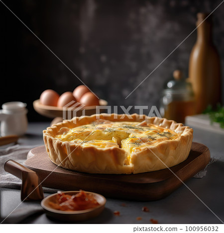 AI generative Traditional french quiche Lorraine with eggs 100956032