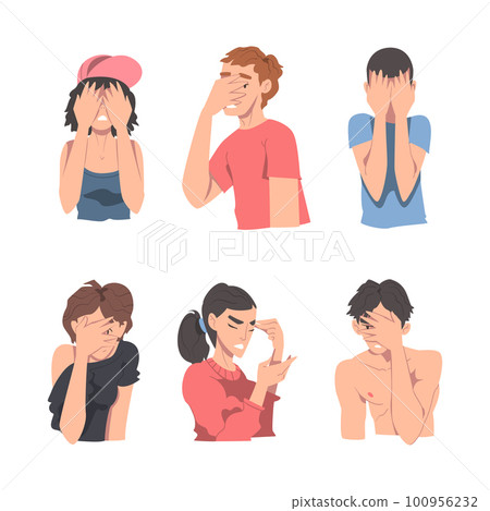 Disappointed Young Man and Woman Trying to Remember Something Feeling Frustration About Forgetting Things Vector Set Disappointed Young Man and Woman Trying to Remember Something Feeling Frustration About Forgetting Things Vector Set 100956232