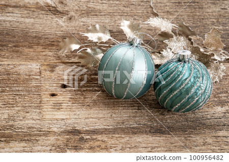 Cristmas decorations over gray background 100956482