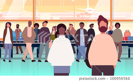 multiethnic people group mix race men women passengers at airport terminal horizontal multiethnic people group mix race men women passengers at airport terminal horizontal 100956568