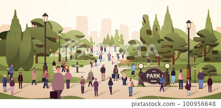 multiethnic people group walking outdoor mix race men women crowd spending time in urban park cityscape background multiethnic people group walking outdoor mix race men women crowd spending time in urban park cityscape background 100956648
