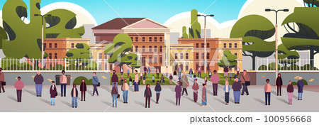 multiethnic people group walking outdoor mix race men women citizens crowd going along city street multiethnic people group walking outdoor mix race men women citizens crowd going along city street 100956668