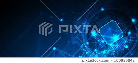 Quantum processing. Deep learning artificial intelligence. Future new technology  for business or science presentation 100956842