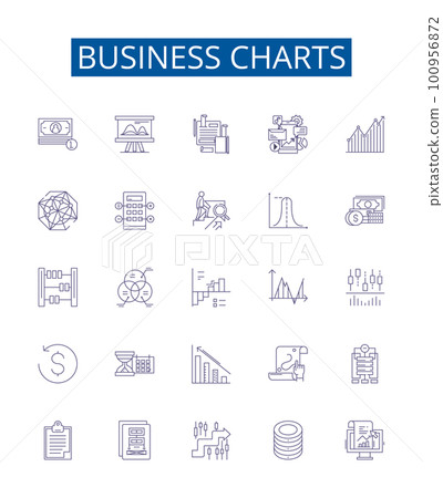 Business charts line icons signs set. Design collection of Charts, Business, Graphs, Statistics, Trends, Visuals, Histograms, Tables outline concept vector illustrations Business charts line icons signs set. Design collection of Charts, Business, Graphs, Statistics, Trends, Visuals, Histograms, Tables outline concept vector illustrations 100956872