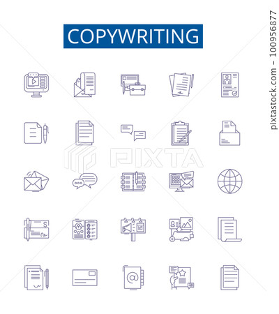Copywriting line icons signs set. Design collection of Copywriting, Writing, Content, Creativity, Advertising, Scripting, Scripting, Wordsmithing outline concept vector illustrations Copywriting line icons signs set. Design collection of Copywriting, Writing, Content, Creativity, Advertising, Scripting, Scripting, Wordsmithing outline concept vector illustrations 100956877