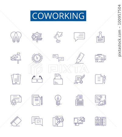 Coworking line icons signs set. Design... - Stock Illustration ...