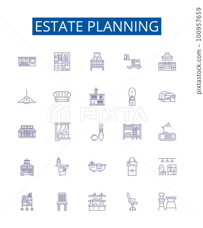 Estate planning line icons signs set. Design collection of Wills, Trusts, Taxation, Probate, Heirs, Inheritance, Estate, Guardianship outline concept vector illustrations Estate planning line icons signs set. Design collection of Wills, Trusts, Taxation, Probate, Heirs, Inheritance, Estate, Guardianship outline concept vector illustrations 100957659