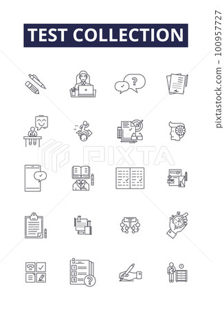 Test collection line vector icons and signs. Collection, Assortment, Arrangement, Set, Sampling, Database, Corpus, Cache outline vector illustration set Test collection line vector icons and signs. Collection, Assortment, Arrangement, Set, Sampling, Database, Corpus, Cache outline vector illustration set 100957727