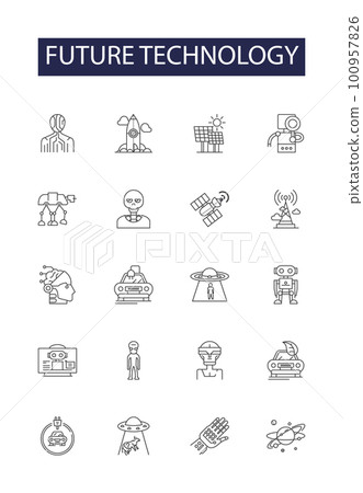 Future technology line vector icons and signs....-插圖素材 [100957826 ...