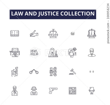 Law and justice collection line vector icons and signs. justice, legal, court, lawyer, vector, judge, illustration,collection outline vector illustration set Law and justice collection line vector icons and signs. justice, legal, court, lawyer, vector, judge, illustration,collection outline vector illustration set 100958234