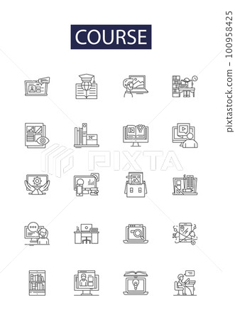 Course Agent Icon Course line vector icons and signs. Class,... - Stock Illustration ...