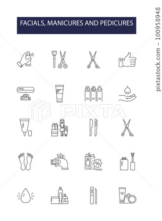 Facials, manicures and pedicures line vector... - Stock Illustration ...