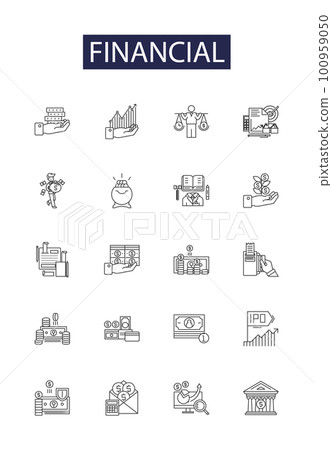 Financial line vector icons and signs. Wealth, Capital, Tax, Banking, Investing, Accounting, Profit, Equity outline vector illustration set Financial line vector icons and signs. Wealth, Capital, Tax, Banking, Investing, Accounting, Profit, Equity outline vector illustration set 100959050