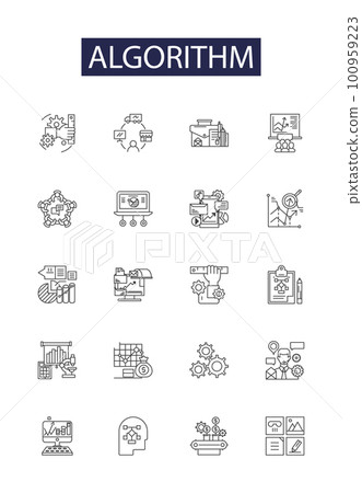 Algorithm line vector icons and signs.... - Stock Illustration ...