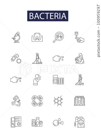 Bacteria line vector icons and signs. bacterium, biology, medical, medicine, virus, microbiology, illness,science outline vector illustration set Bacteria line vector icons and signs. bacterium, biology, medical, medicine, virus, microbiology, illness,science outline vector illustration set 100959297
