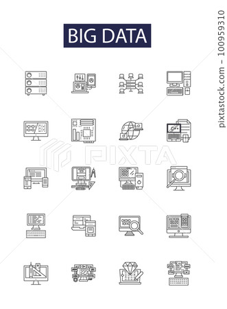 Big data line vector icons and signs. Cloud,... - Stock Illustration ...