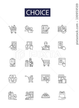 Choice line vector icons and signs. Select, Pick, Prefer, Set, Pick out, Selecting, Opt, Elect outline vector illustration set Choice line vector icons and signs. Select, Pick, Prefer, Set, Pick out, Selecting, Opt, Elect outline vector illustration set 100959589