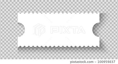 Empty ticket mockup. Blank paper entry ticket for concert, cinema, museum, festival, theater, exhibition isolated on transparent background Empty ticket mockup. Blank paper entry ticket for concert, cinema, museum, festival, theater, exhibition isolated on transparent background 100959837