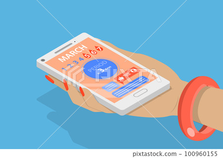 3D Isometric Flat Vector Conceptual Illustration of Tracker Of Menstrual Period 3D Isometric Flat Vector Conceptual Illustration of Tracker Of Menstrual Period 100960155
