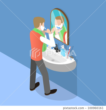3D Isometric Flat Vector Conceptual Illustration of Skincare For Men 100960161