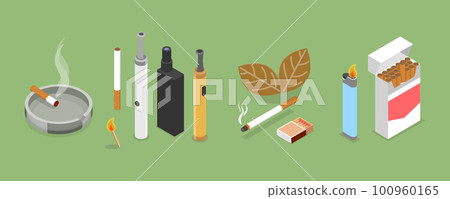 3D Isometric Flat Vector Set of Smoker Collection 3D Isometric Flat Vector Set of Smoker Collection 100960165