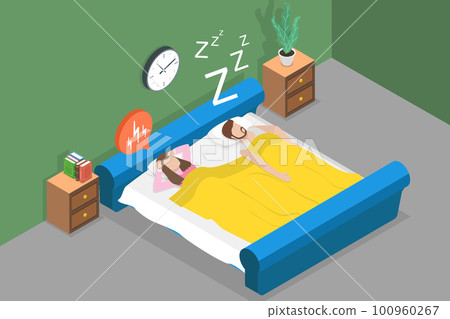 3D Isometric Flat Vector Conceptual Illustration of Snoring 100960267