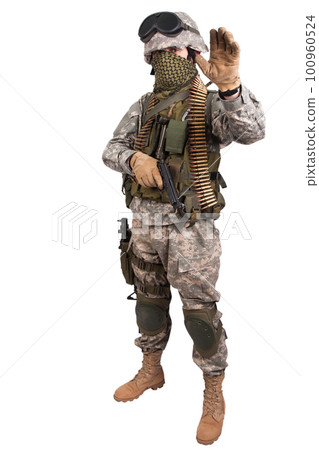 U.S. Army soldier with handgun 100960524