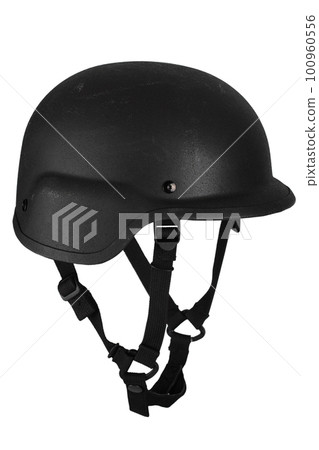 Black ballistic kevlar military helmet. Black ballistic kevlar military helmet. 100960556
