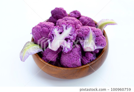 Purple cauliflower on white background. Purple cauliflower on white background. 100960759