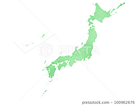 Map of Japan (with prefectural borders) Fresh green Wakaba Aoba Map of Japan (with prefectural borders) Fresh green Wakaba Aoba 100962676