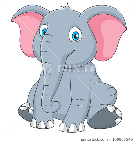 Cute and adorable sitting elephant cartoon illustration Cute and adorable sitting elephant cartoon illustration 100963549
