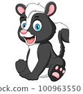 Cartoon illustration of cute skunk sitting 100963550