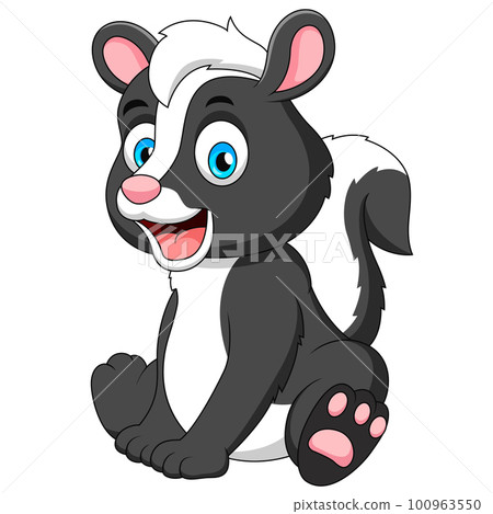 Cartoon illustration of cute skunk sitting Cartoon illustration of cute skunk sitting 100963550