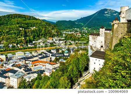 View of Hohensalzburg Fortress in Salzburg, Austria View of Hohensalzburg Fortress in Salzburg, Austria 100964069
