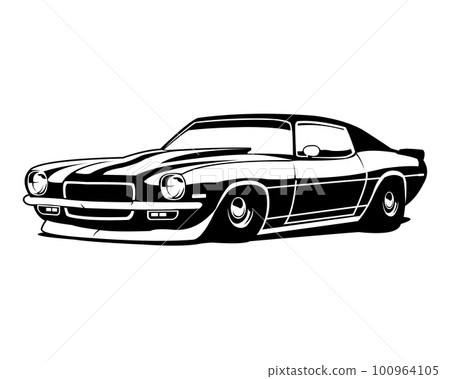1970's old chevy camaro isolated white background side view. best for logo, badge, emblem, icon, available in eps 10. 1970's old chevy camaro isolated white background side view. best for logo, badge, emblem, icon, available in eps 10. 100964105