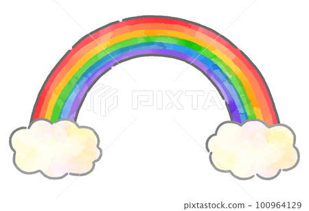 彩虹和雲插畫手繪水彩風格 彩虹和雲插畫手繪水彩風格 100964129
